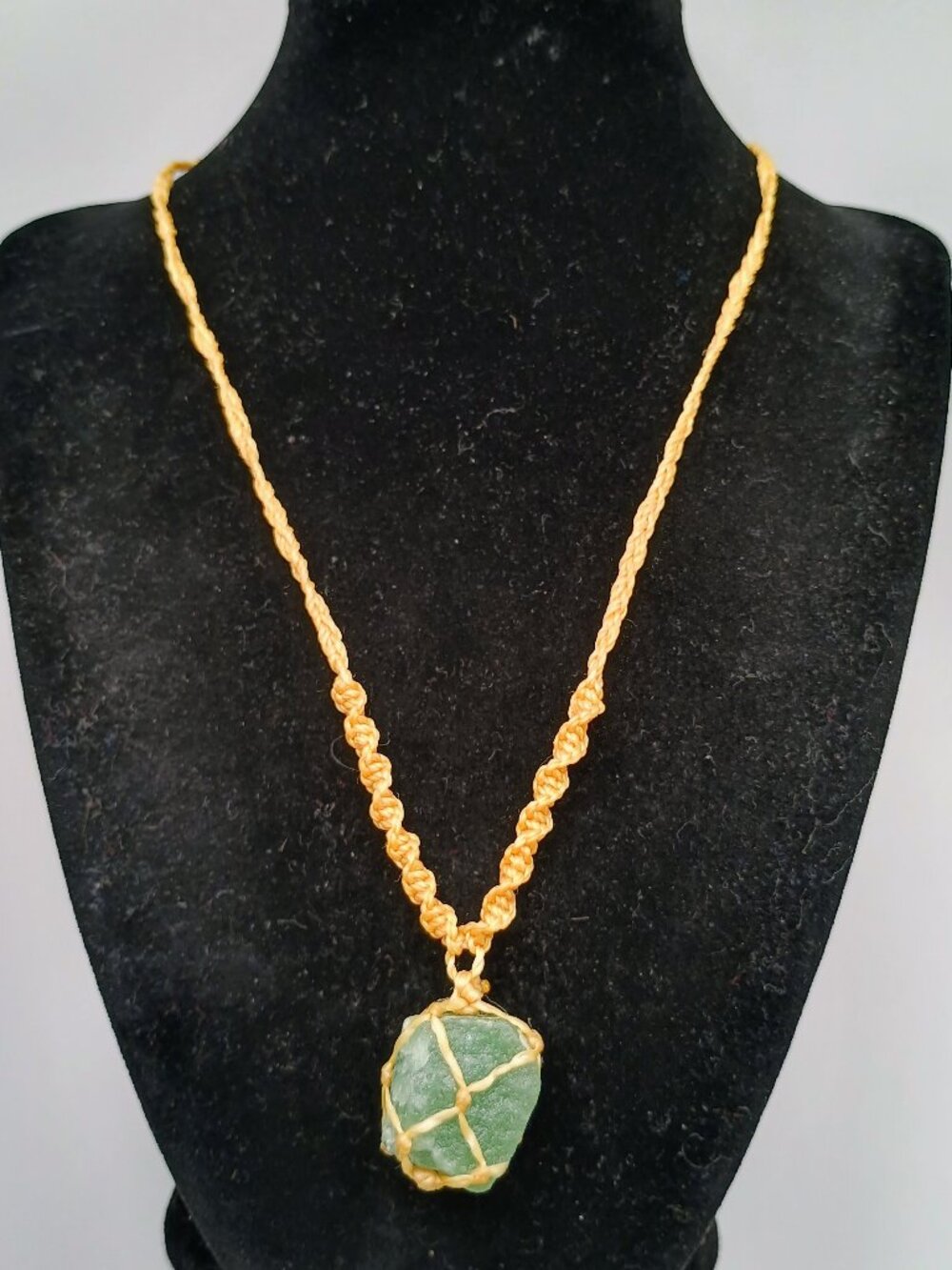 Natural Jade Amulet Handmade Macrame Pendant